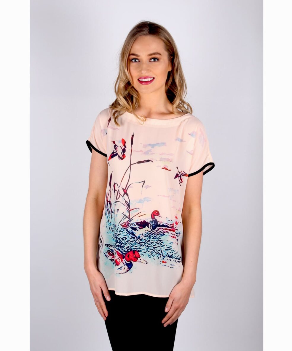 peach chiffon top