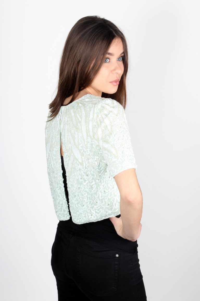 Ohio Mint Sequined Crop Top
