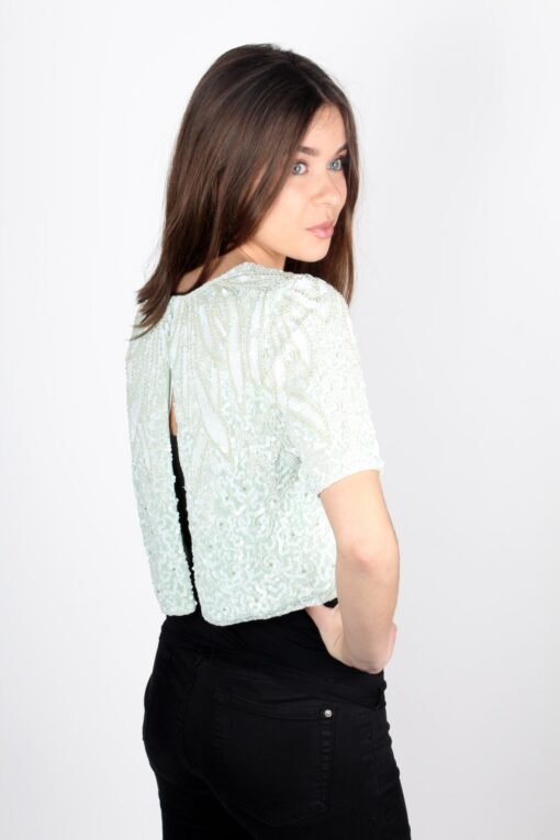 Ohio Mint Sequined Crop Top