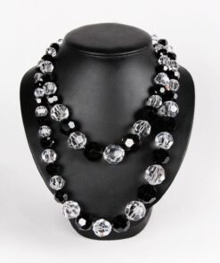 Otazu long black and clear Swarovski large Swarovski crystal necklace