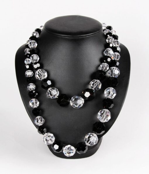 Otazu long black and clear Swarovski large Swarovski crystal necklace