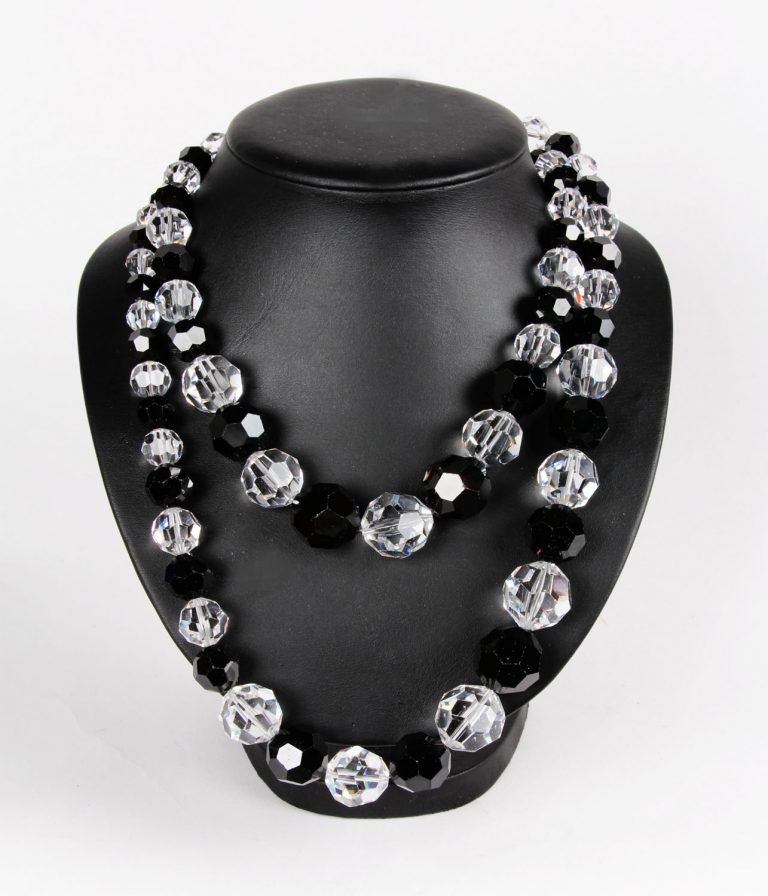 Otazu long black and clear Swarovski large Swarovski crystal necklace