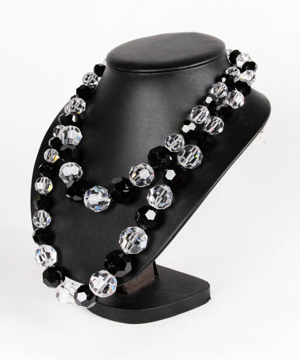 Otazu long black and clear Swarovski large Swarovski crystal necklace