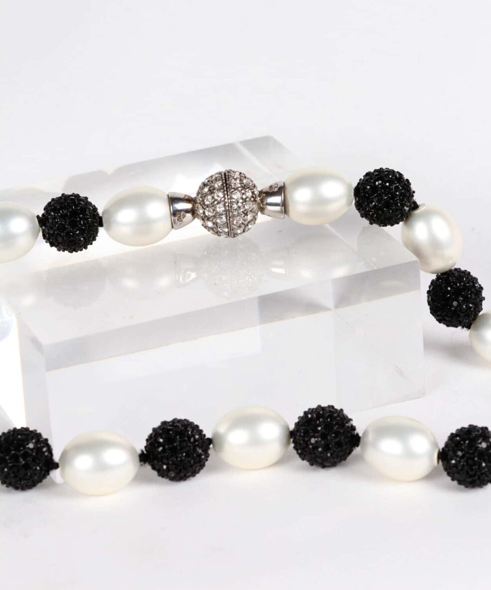 Alternative view of Black Swarovski and White Pearl Necklace