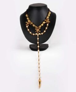 Alila Otazu Gold Skull Long Rosary Necklace
