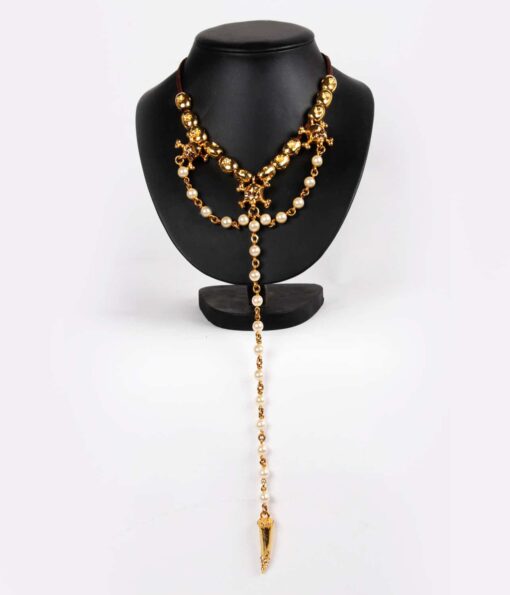 Alila Otazu Gold Skull Long Rosary Necklace
