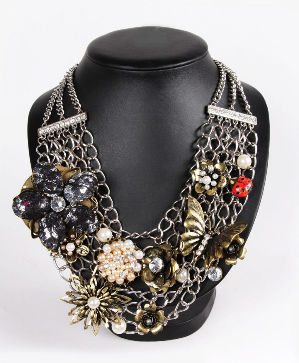 Ladybird and Flowers Statement Necklace