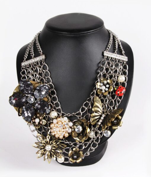 Ladybird and Flowers Statement Necklace