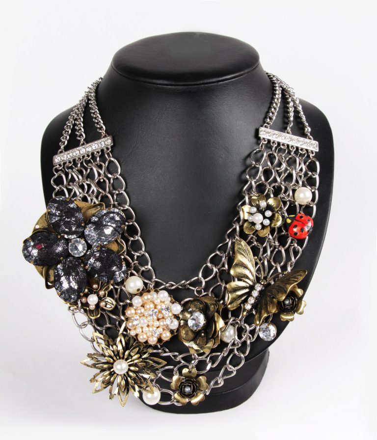 Ladybird and Flowers Statement Necklace