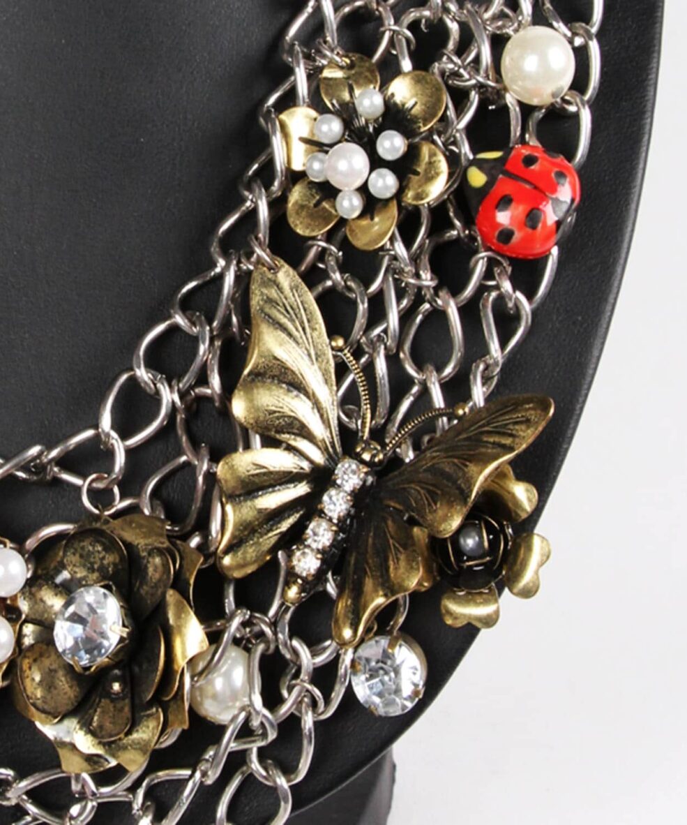 Ladybird and Flowers Statement Necklace
