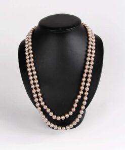 Alila Long Chain of Genuine Peach Pearls Necklace