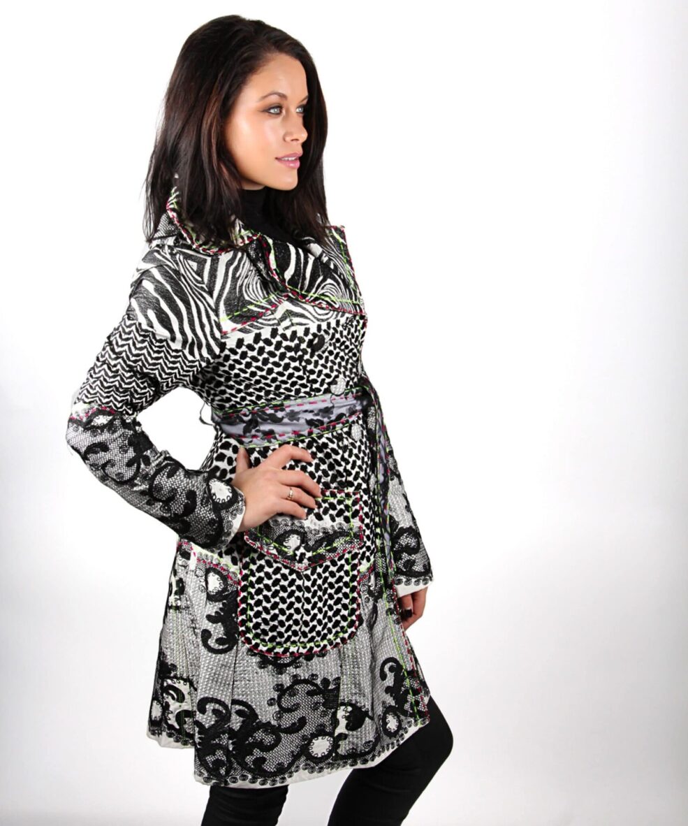 Black Lace embroidered trench coat OTT Alila front L