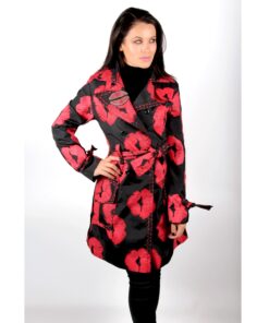 Black Trench coat red lips kiss