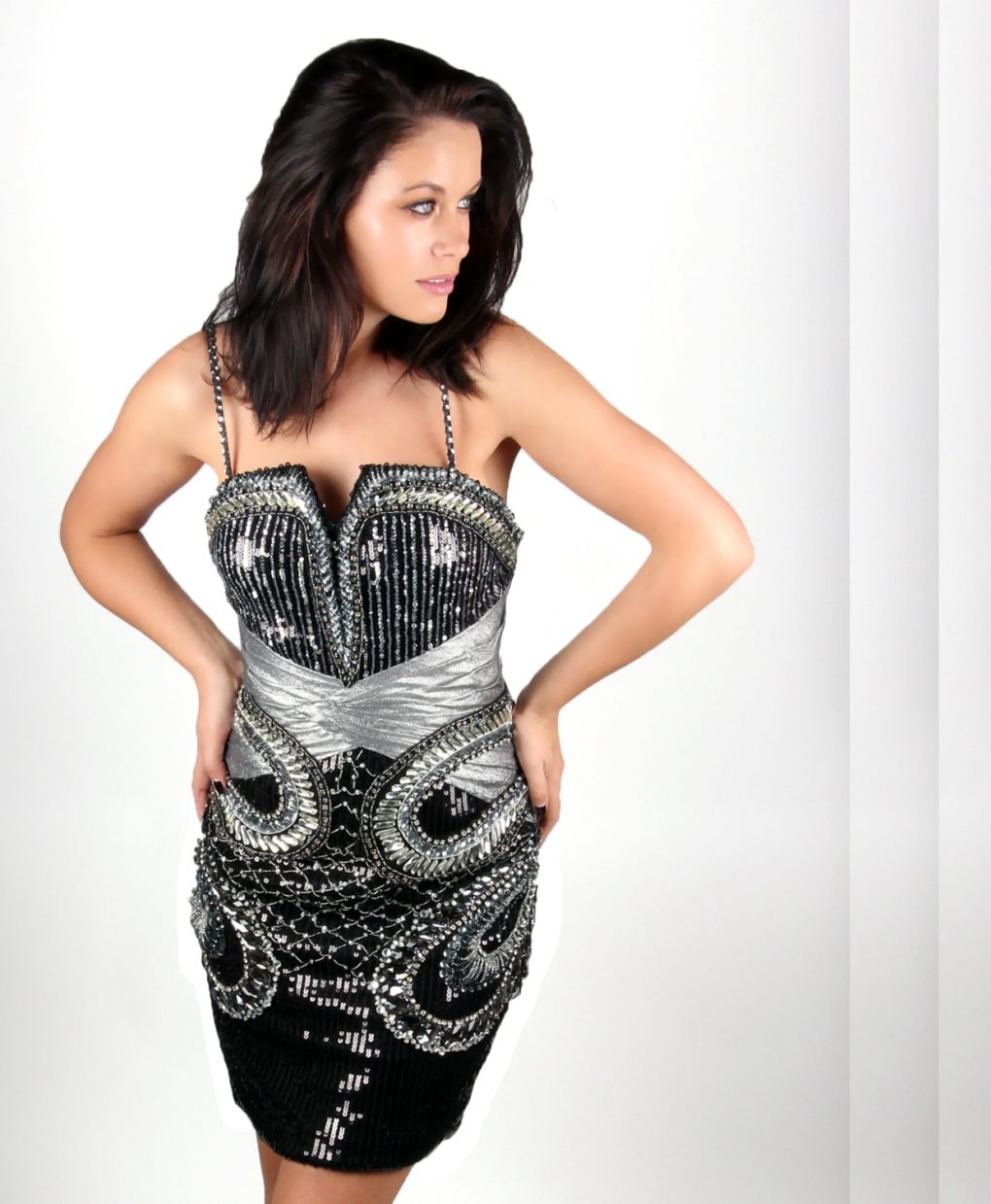 black and silver shimmer dress
