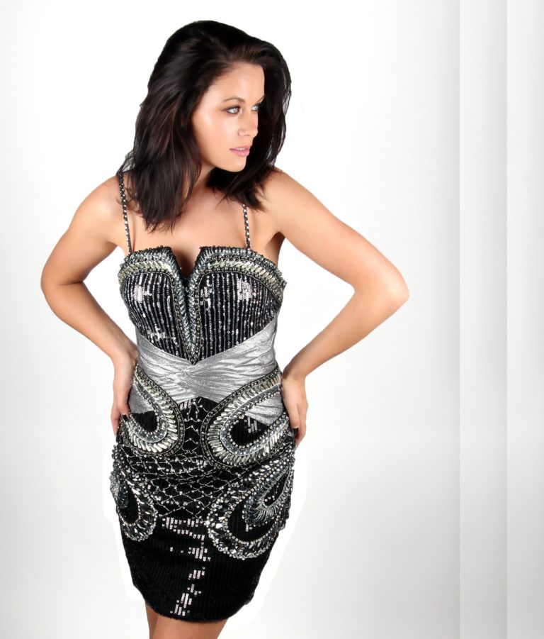 black silver sequin embellished cocktail dress