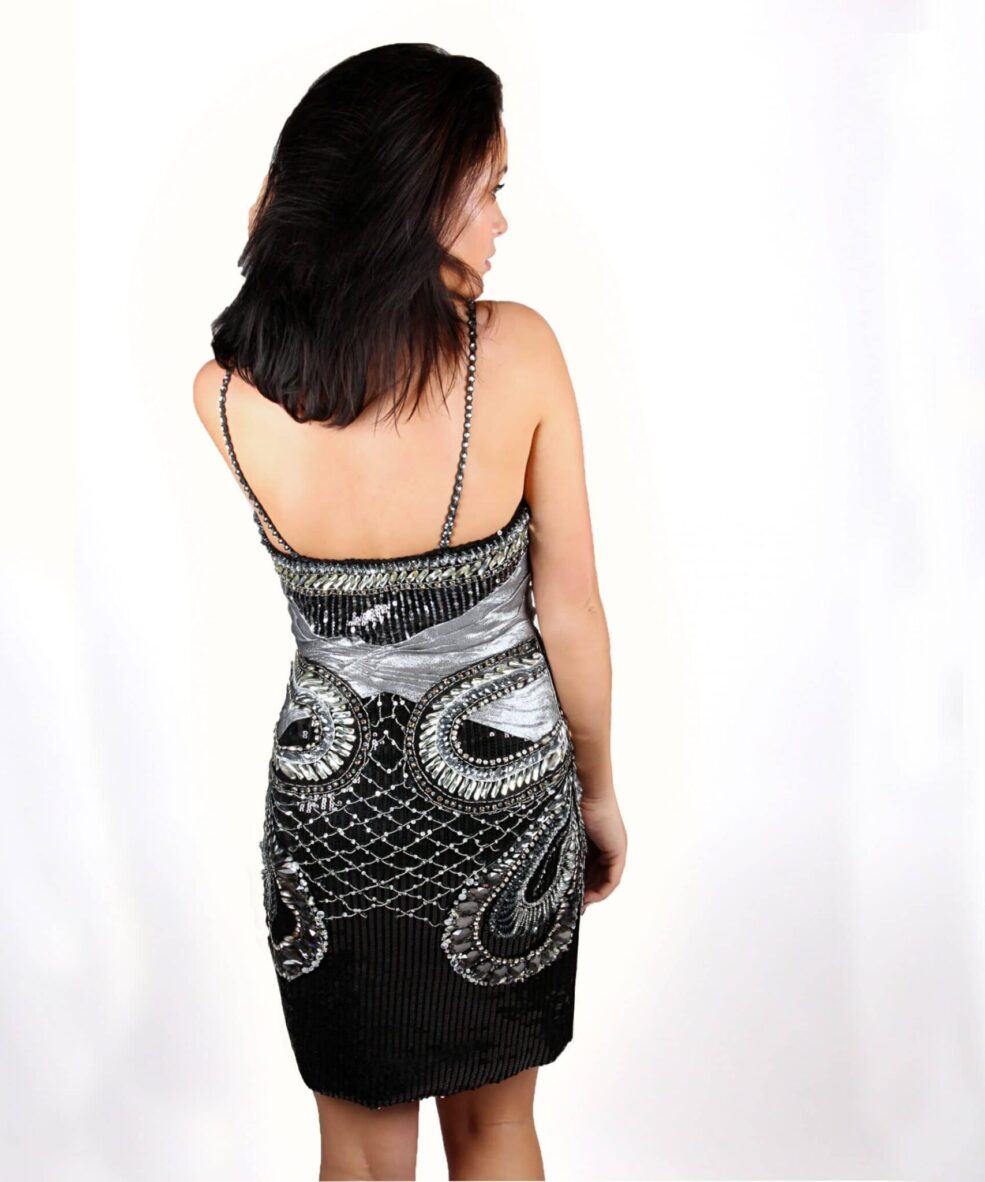 Black and silver sequin embellished dress by Musani - Shakira dress - Alila
