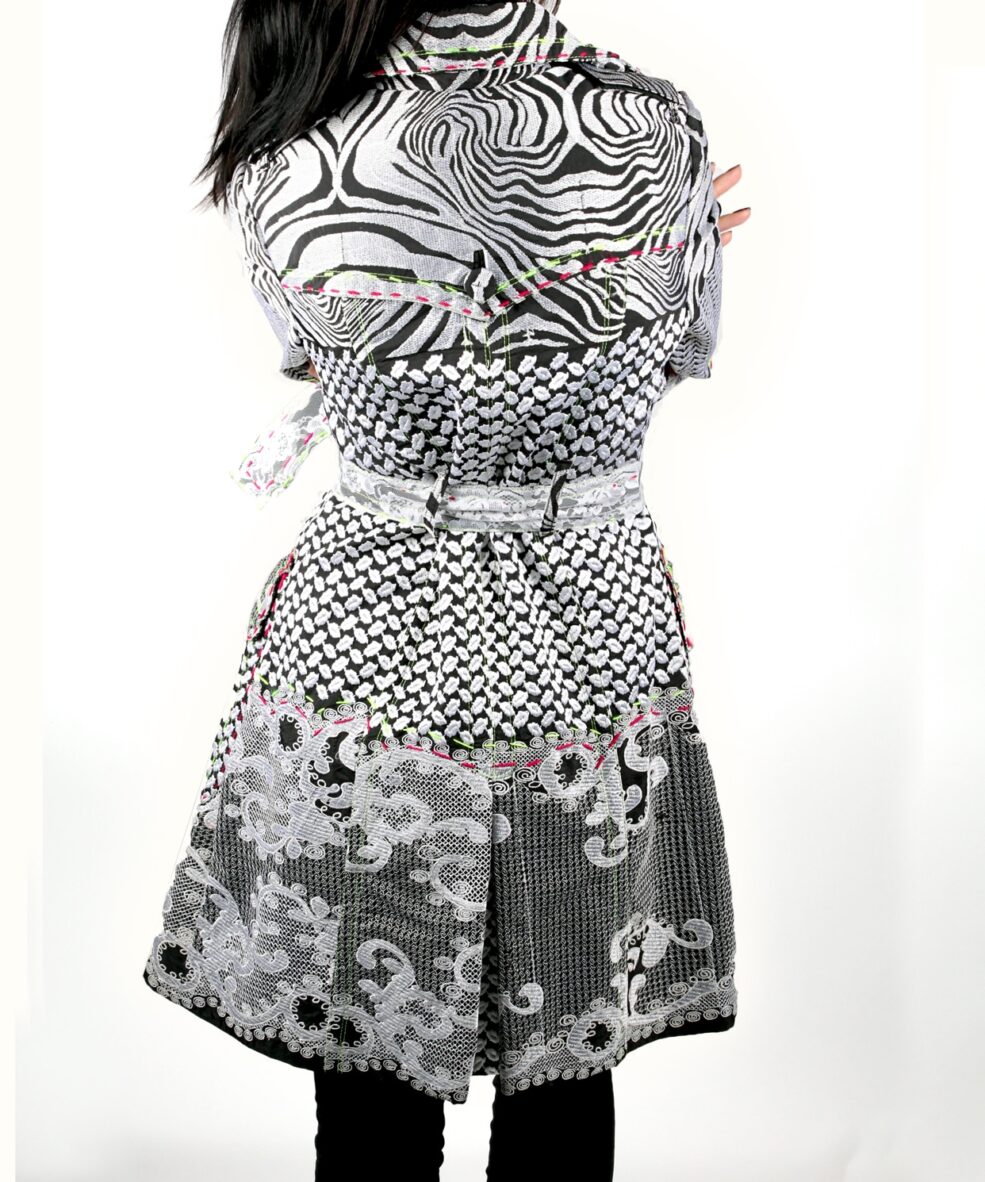 Black and white embroidered trench coat OTT Alila