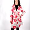 Cream trench coat red lips kiss OTT Alila