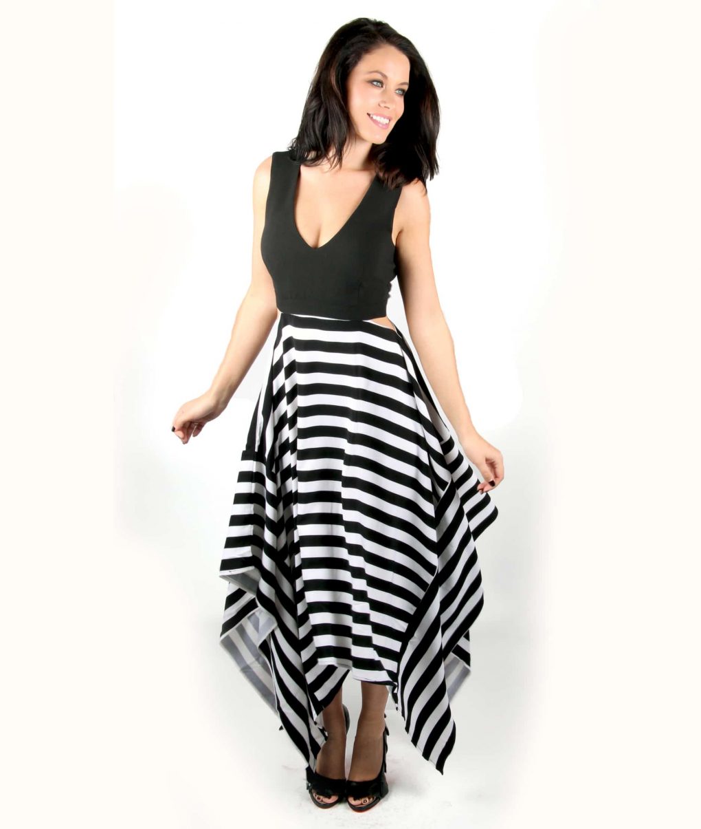 Striped maxi v-neck dress with cutout sides - Alila 1