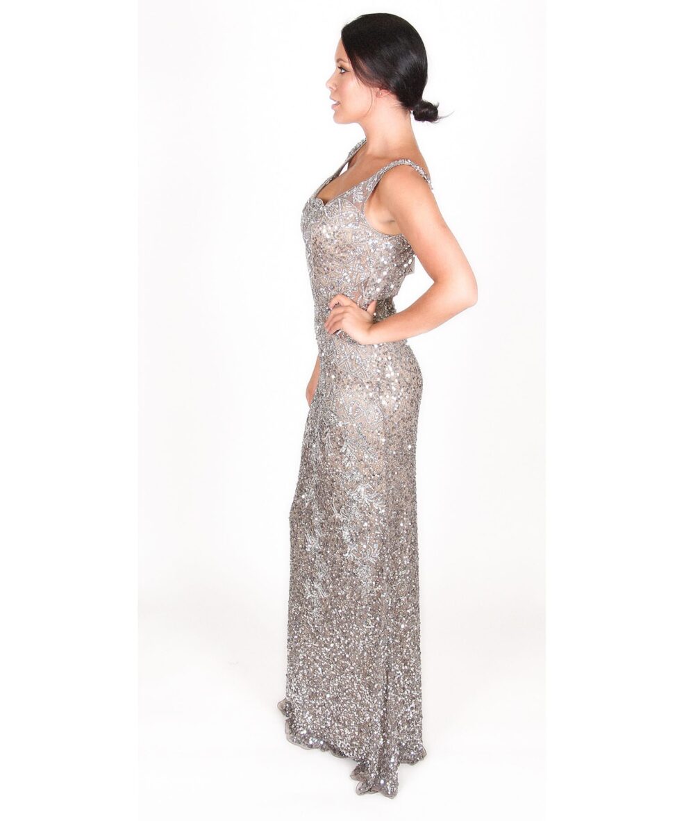 Alila Boutique Silver Sequin Gown by Scala.