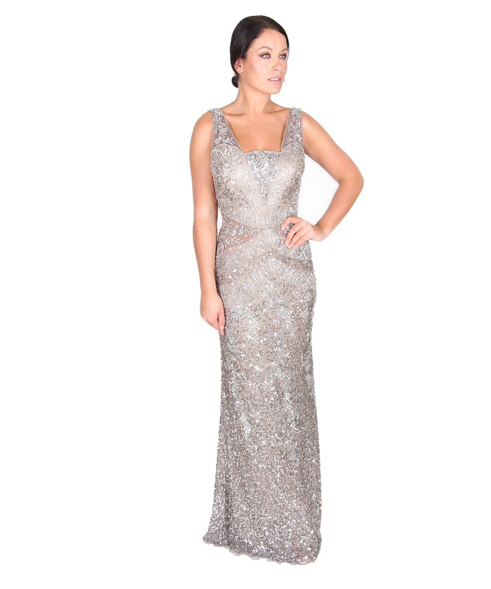 Alila Boutique Silver Sequin Gown by Scala