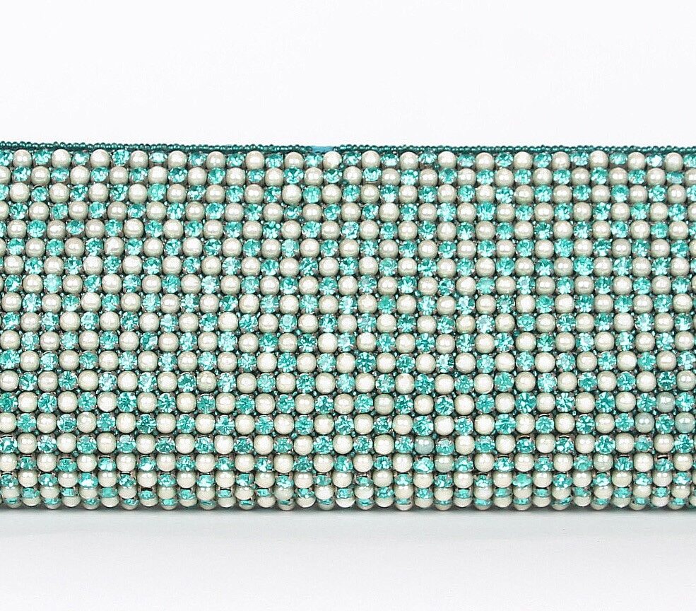 Alila Turquoise Crystal and Pearl Clutch