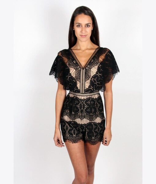 Alila Boutique Black Lace Playsuit
