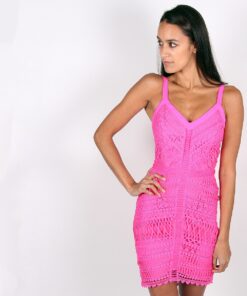 Alila Fuchsia Crochet Fitted Dress by Adelyn Rae