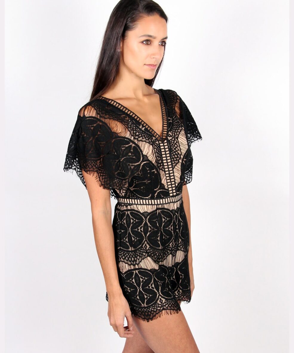 Alila Boutique Black Lace Playsuit.