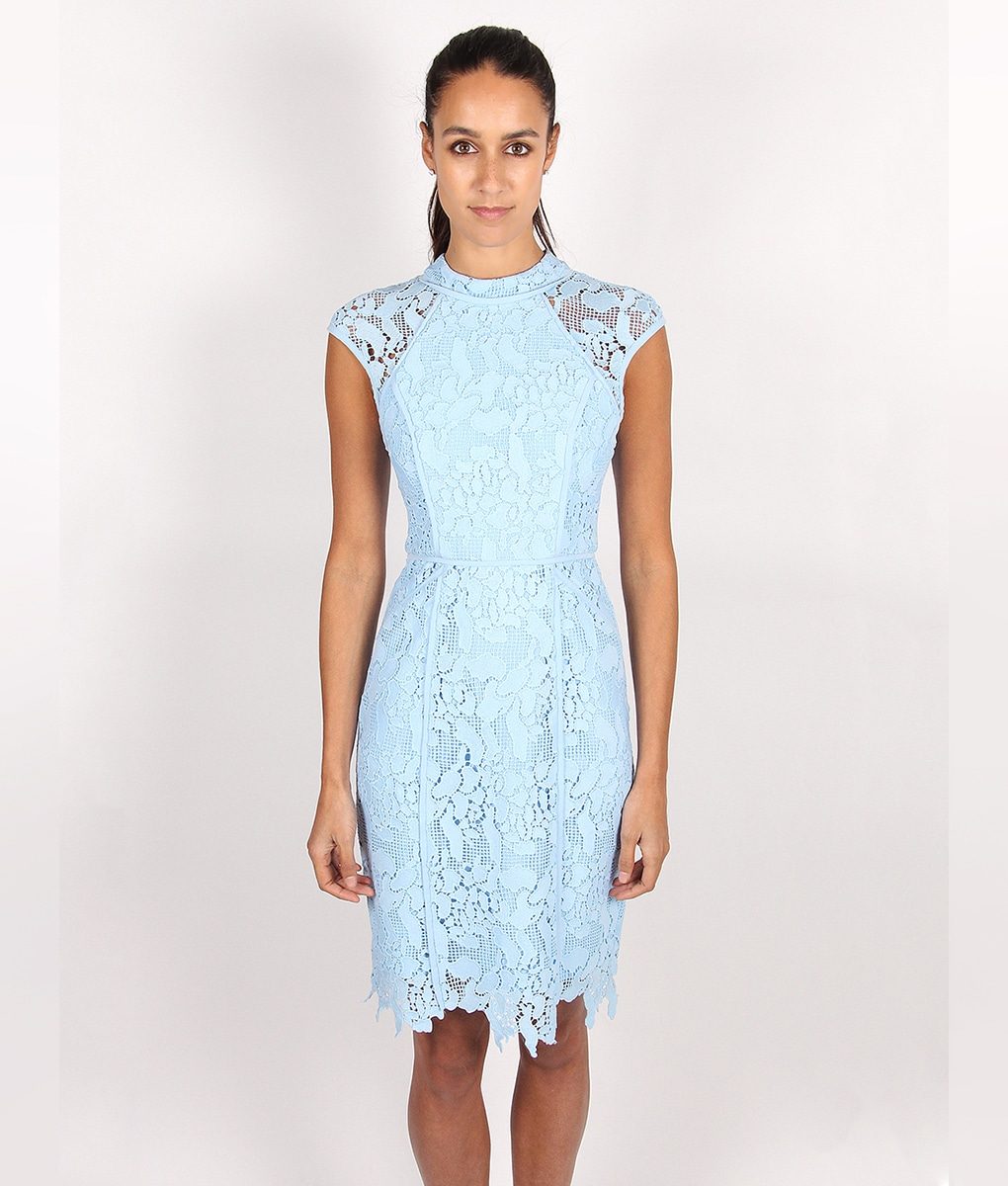 Lumier By Bariano Powder Blue Lace Dress - Alila