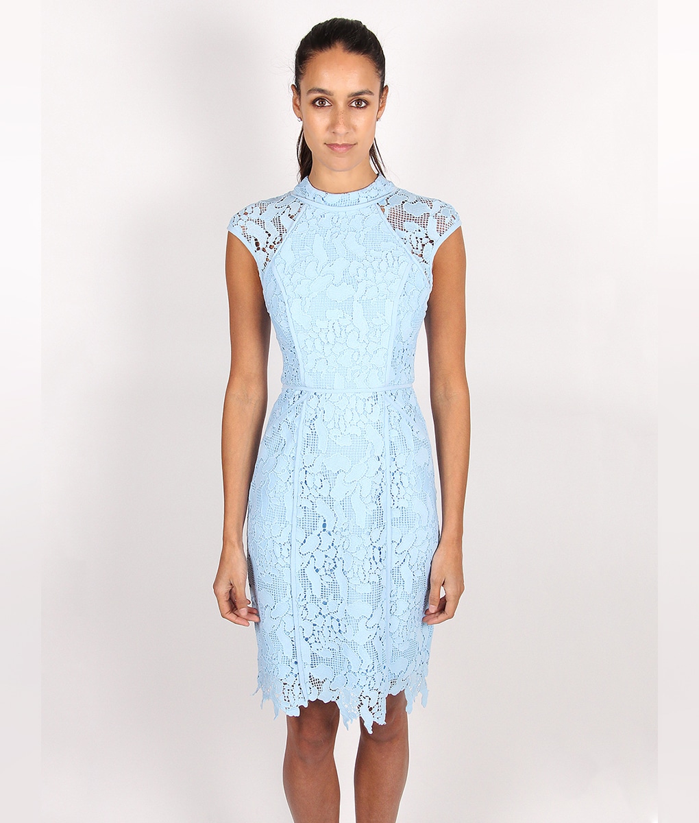 Alila Light Blue Fitted Lace Dress for wedding by Lumier by Bariano