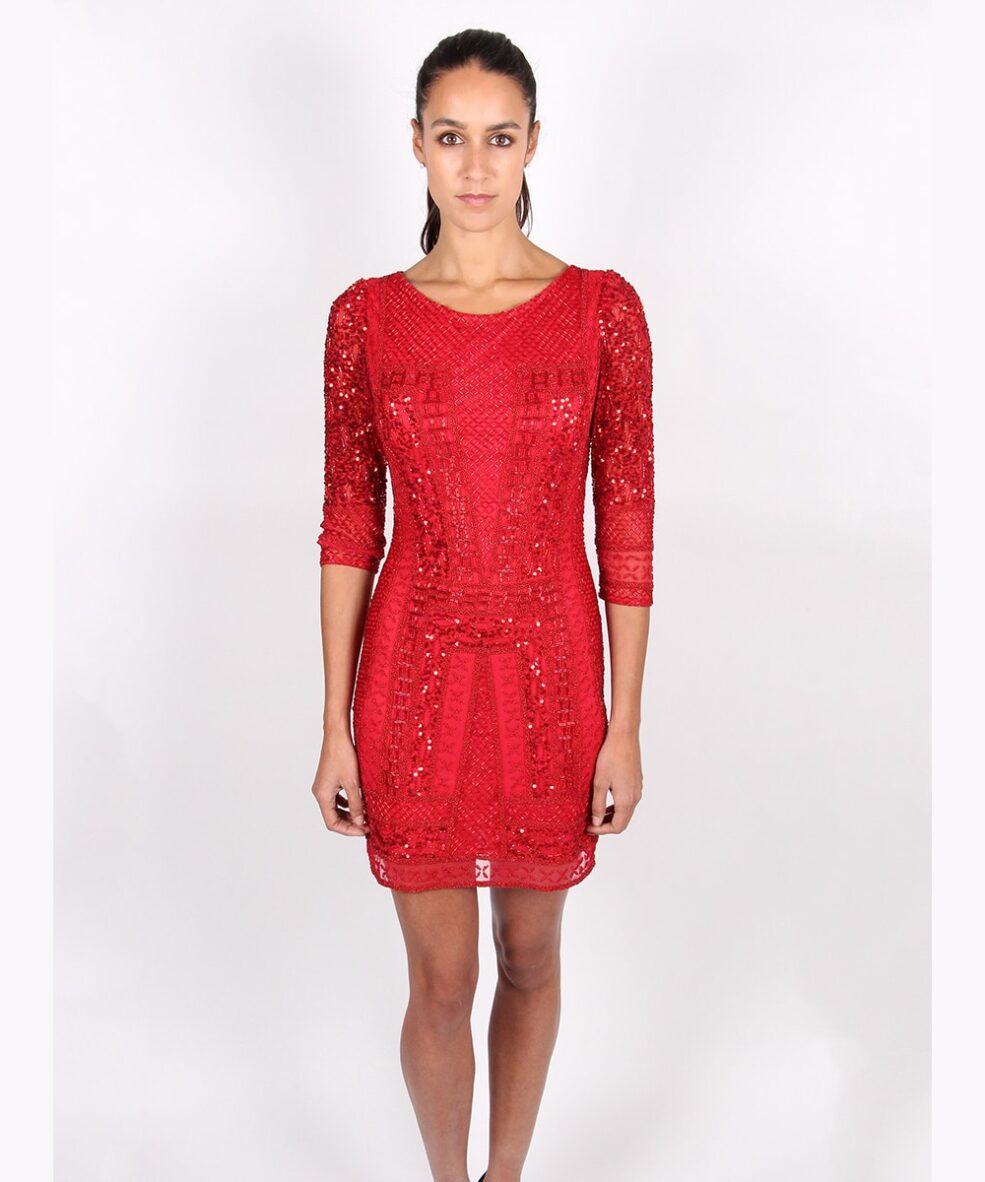 Alila-Red-Long-sleeve-Sequin-mini-dress-by-Scala
