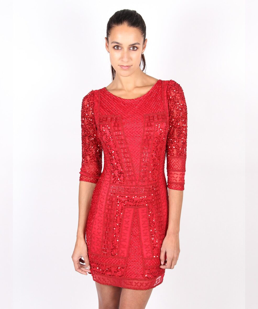 Alila-Red-Long-sleeve-Sequin-party-dress-by-Scala
