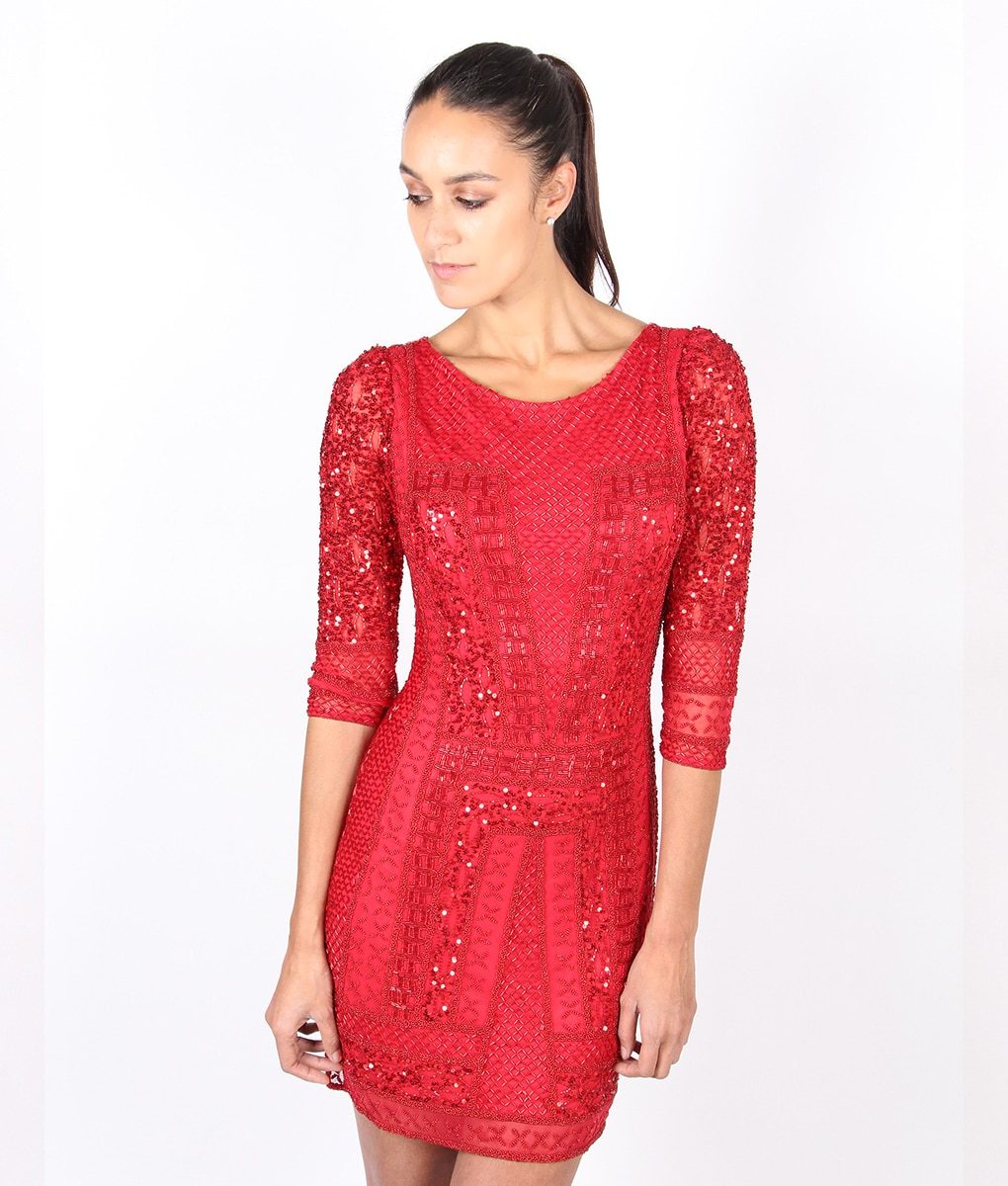 Alila-Red-Long-sleeve-Sequin-party-dress-by-Scala-side