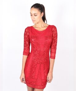 Alila-Red-Long-sleeve-Sequin-party-dress-by-Scala-side