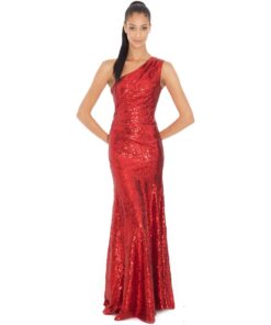 City Goddess - Red One - Shoulder Sequins Gown