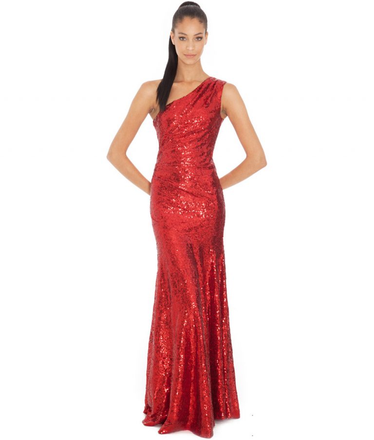 City Goddess - Red One - Shoulder Sequins Gown