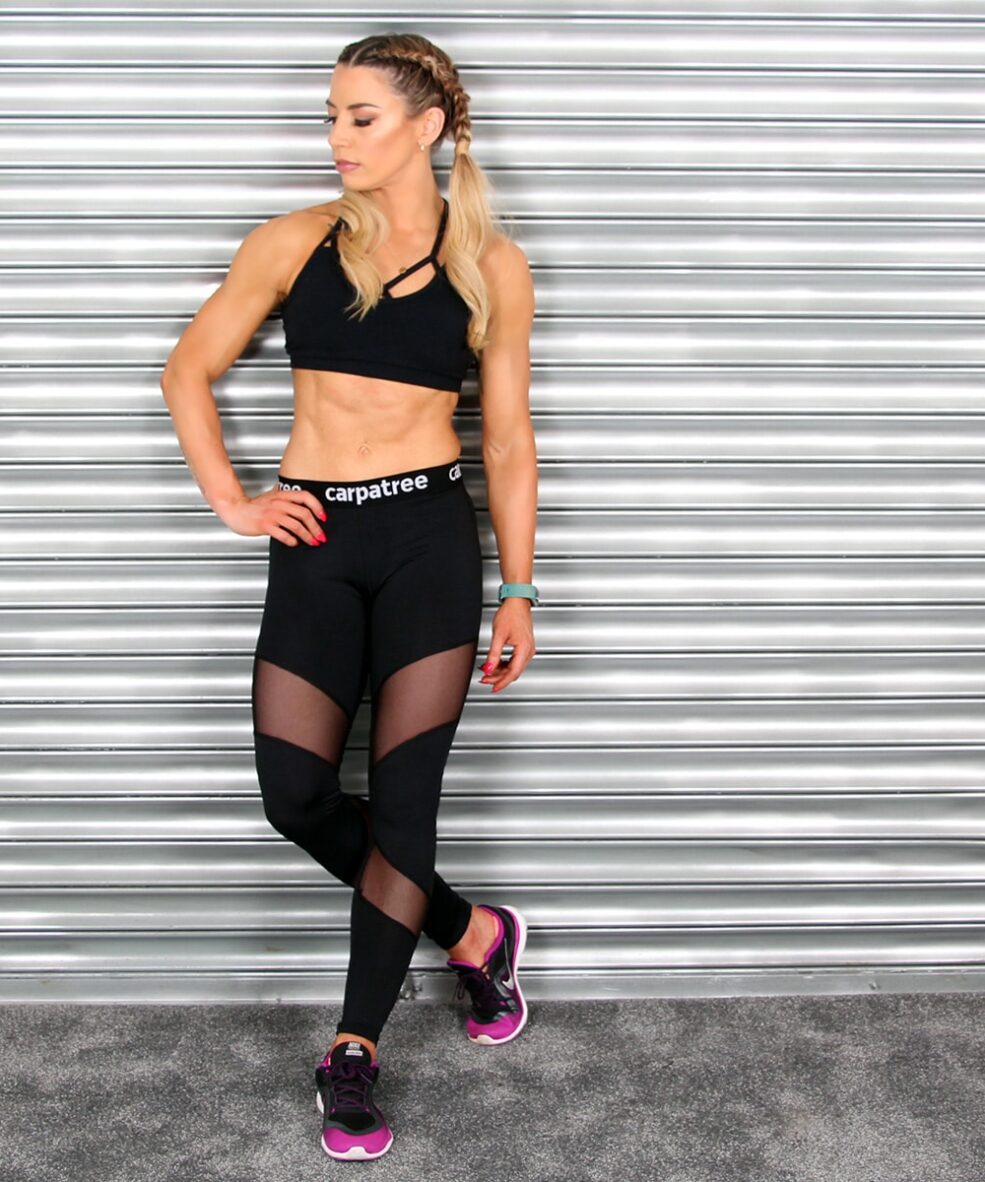 Alila Active Black Workout Leggings with Double Mesh Detail