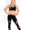 Alila Active Black Workout Leggings with Double Mesh Detail