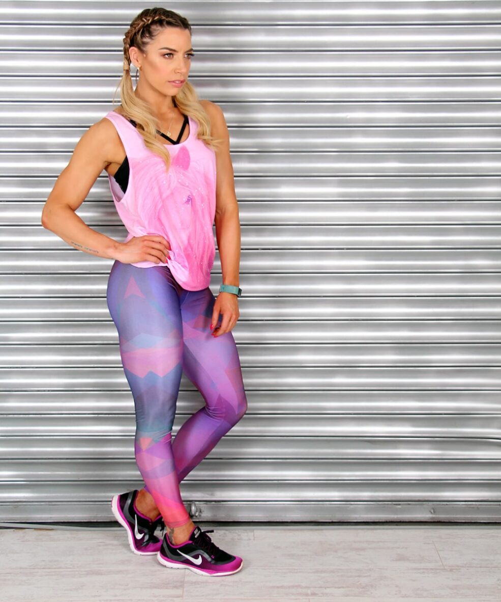 Alila Active Purple Workout Leggings Pink Top