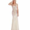 Alila Boutique Champagne v neck gown
