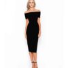 Alila Boutique Black Bardot Bodycon Midi dress