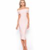 Alila Boutique Blush Bardot Bodycon Midi dress