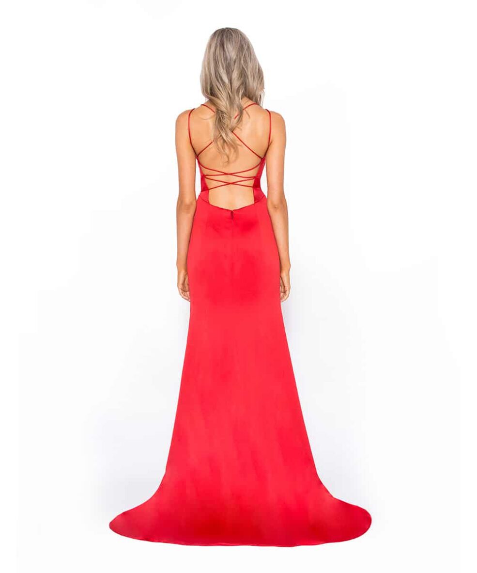Red Satin Gown Alila Boutique