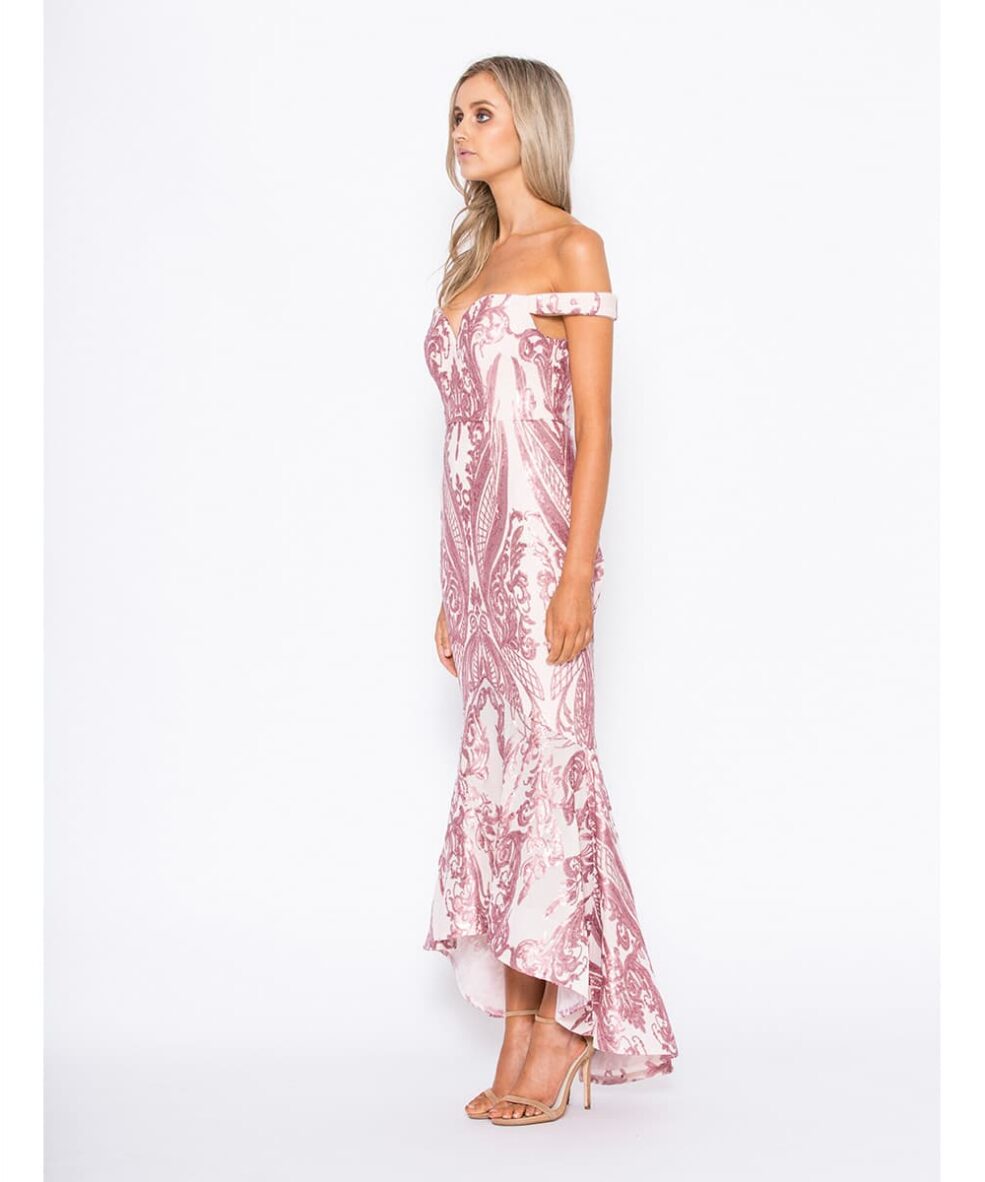 Alila Boutique Blush Dipped Hem Gown