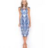 White & Cobalt Midi Lace Dress Alila Boutique