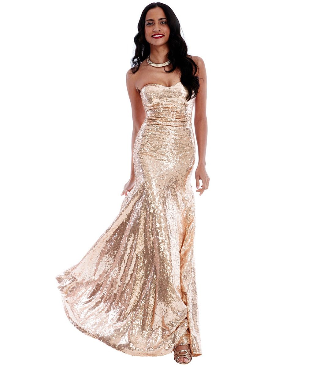 Alila Champagne Sweetheart Sequins gown