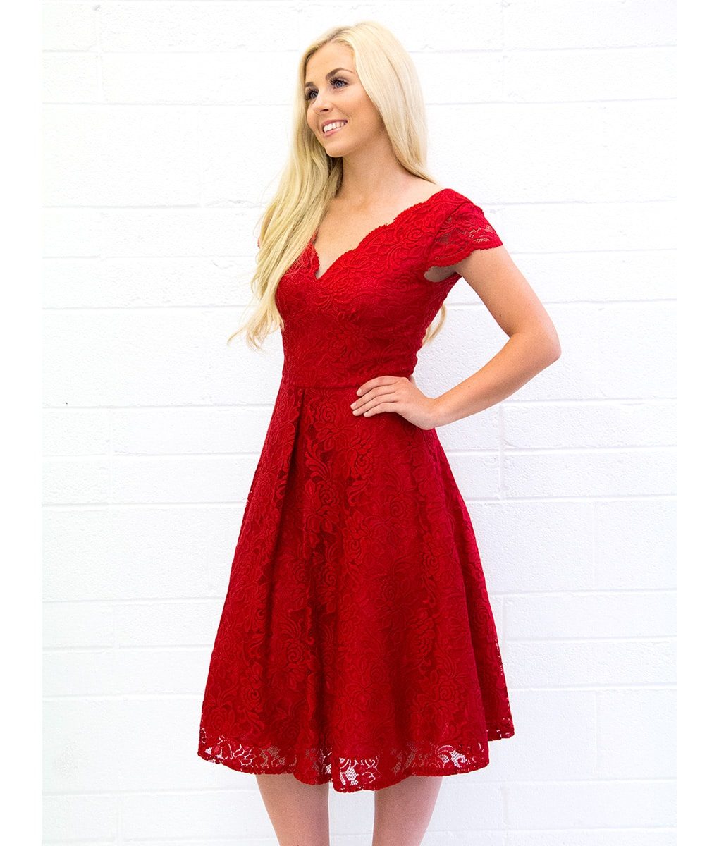 jolie moi cap sleeve lace dress