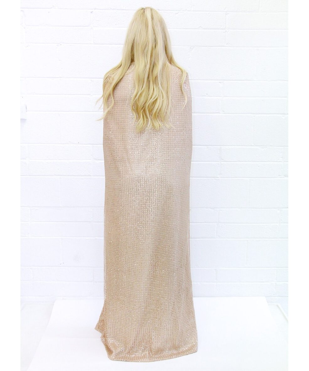 Alila-Champagne-Sequin-Cape-Gown-back-bariano