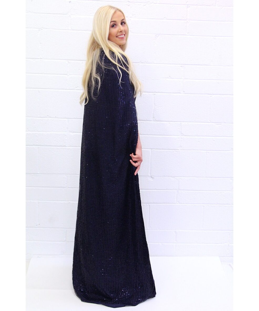 Alila-Navy-Sequin-Gown-Cape-Bariano